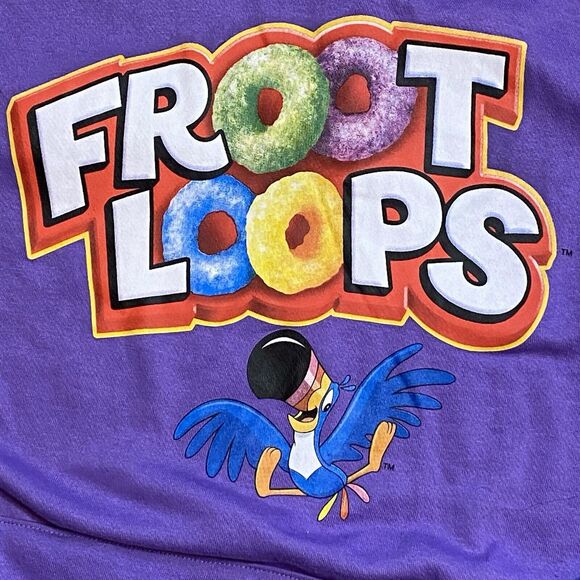 Kellogg's Froot Loops Purple Unisex Adult Pullover Hoodie Sweatshirt NWOT Size L - Picture 1 of 9